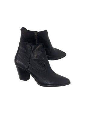 Frye Womens Black Leather Ankle Boots Size 8.5M Zipper Closure
